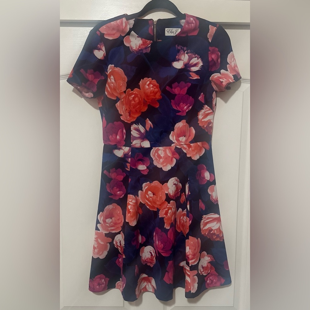 Women’s Eliza‎ J Navy Pink Floral Dress Party Evening Wedding Guest. Size 6.